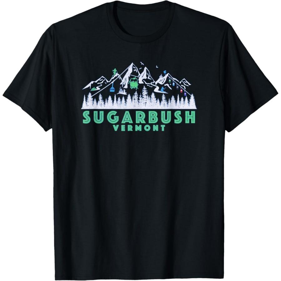 Ретро Шугарбуш, Вермонт Иллюстрация - Винтажная футболка для катания на снежных лыжах