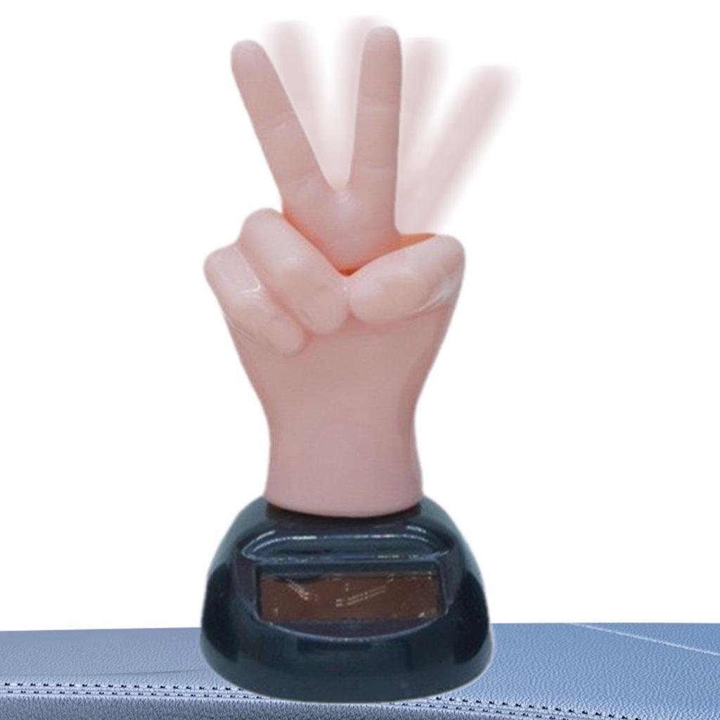 Middle Finger Car Decoration, Middle Finger Car Dashboard | Two Finger Shaking Solar Powered