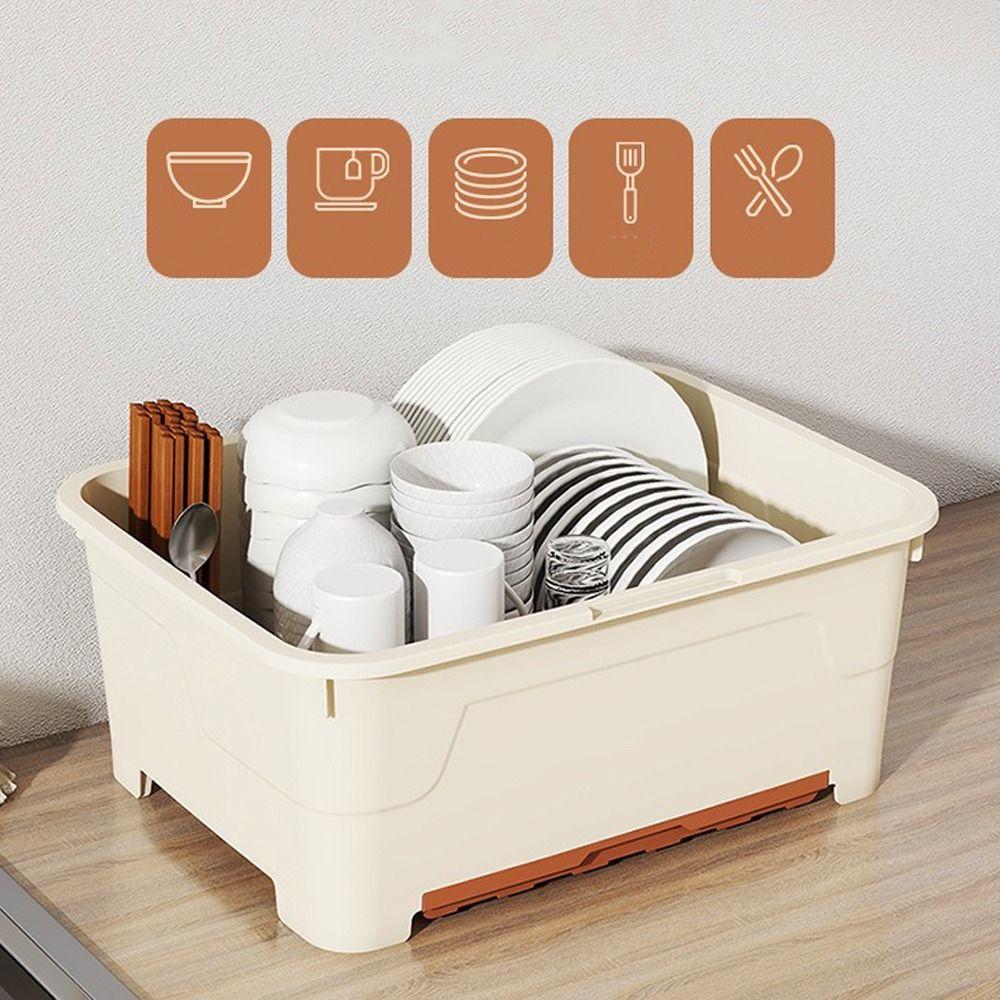 Герметичный контейнер для хранения посуды с крышкой, поддоном для слива, ящик для хранения столовых приборов для тарелок, мисок
