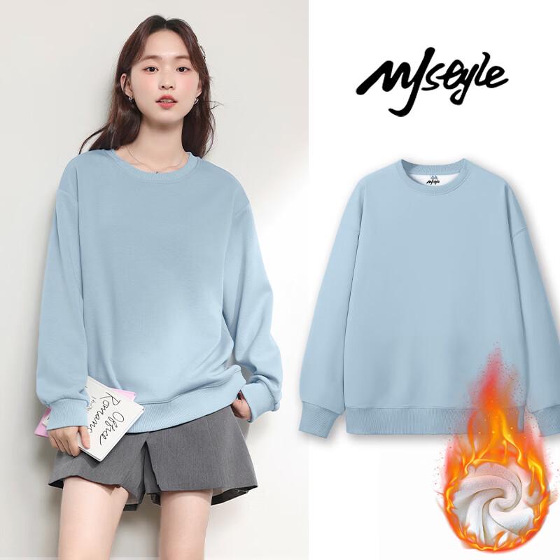 MJ STYLE Women's Fleece Lined Round Neck Sweatshirt