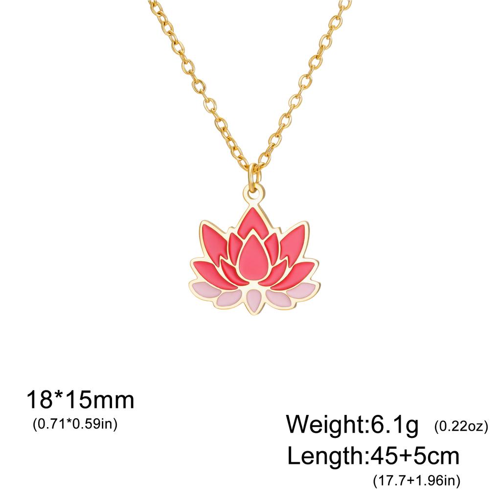 Cazador Enamel Lotus Flower Necklace Stainless Steel Yoga Meditation Jewelry Women's Necklaces 2026 Birthday Gifts New Wholesale