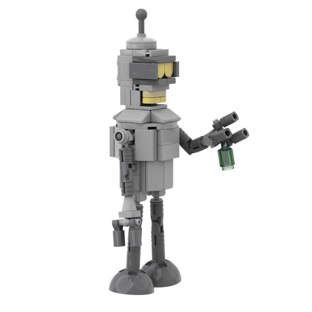 MOC Futurama Bender Robot Model Building Blocks Animation Action Figure Furious Robot Creative Design Brick Toy Gift