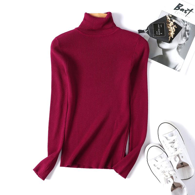 INDFS Женская мода Повседневный Осень Зима Однотонный Принт Длинный Рукав Высокий Воротник Свитера
