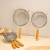 Stainless Steel Strainer with Wooden Handle Fine Mesh Sieve for Flour Sifting And Oil Filtering Multi-Size Kitchen Sifter