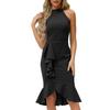 Женское летнее платье без рукавов с оборками по подолу, элегантное коктейльное платье-майка из полиэстера для работы, черное, M