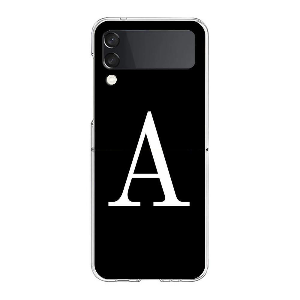 Phone Case For Samsung Galaxy Z Flip 3 4 5 Hard Folding PC Bumper Initial Letter A Z Fashion For Samsung Z Flip 6 Cover