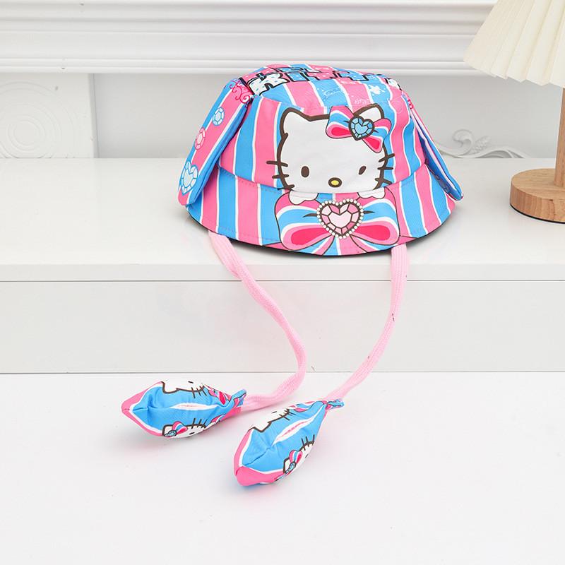 Cartoon Fisherman Hat For Kids With 3d Ears And Stitch Spider Man Print Design Summer Sun Protection Cotton Polyester