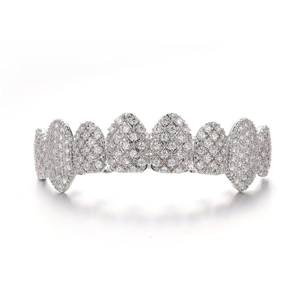 Fashion Full CZ Stone Rhinestone Braces Zircon Teeth Cap Brace For Women Men Top Bottom Dental Grills Personalized Body Jewelry