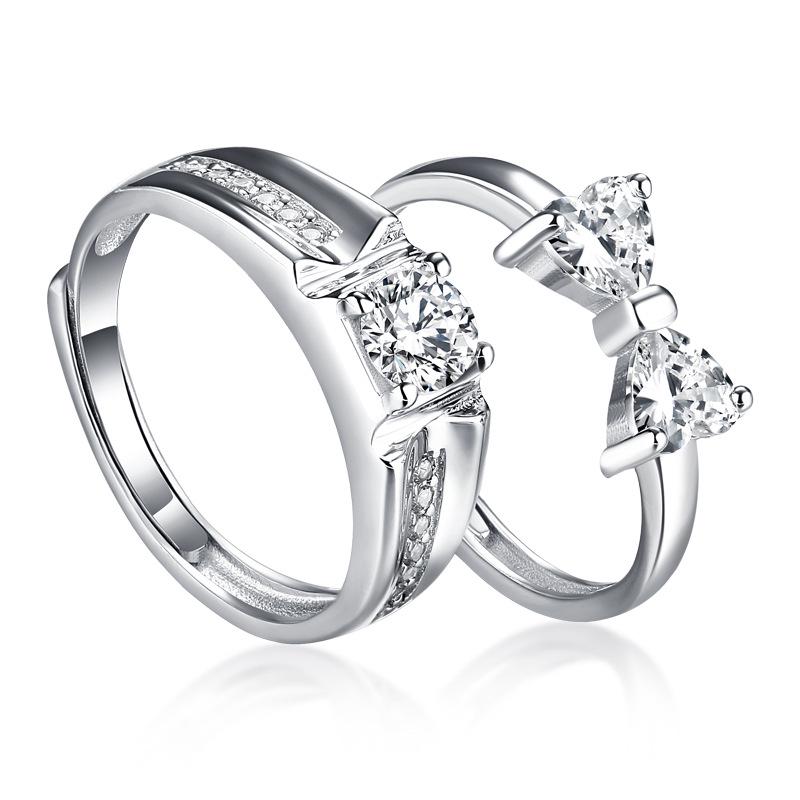 Tonglin S925 Sterling Silver Adjustable Couple Rings - Personalized Wedding Bands for Men & Women.