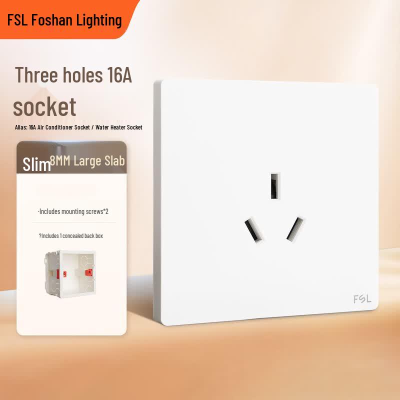 Foshan Lighting K03 Series 16A 3-Pin Wall Socket