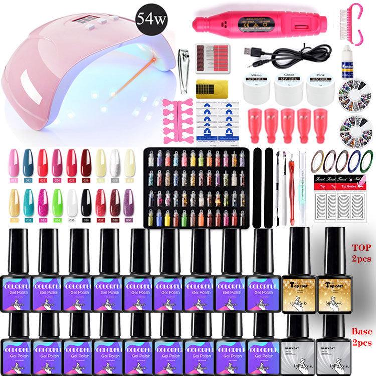Professional Gel Nail Kit Full Set for Beginners – Quick-Dry Manicure Tools Starter Kit with UV/LED Lamp