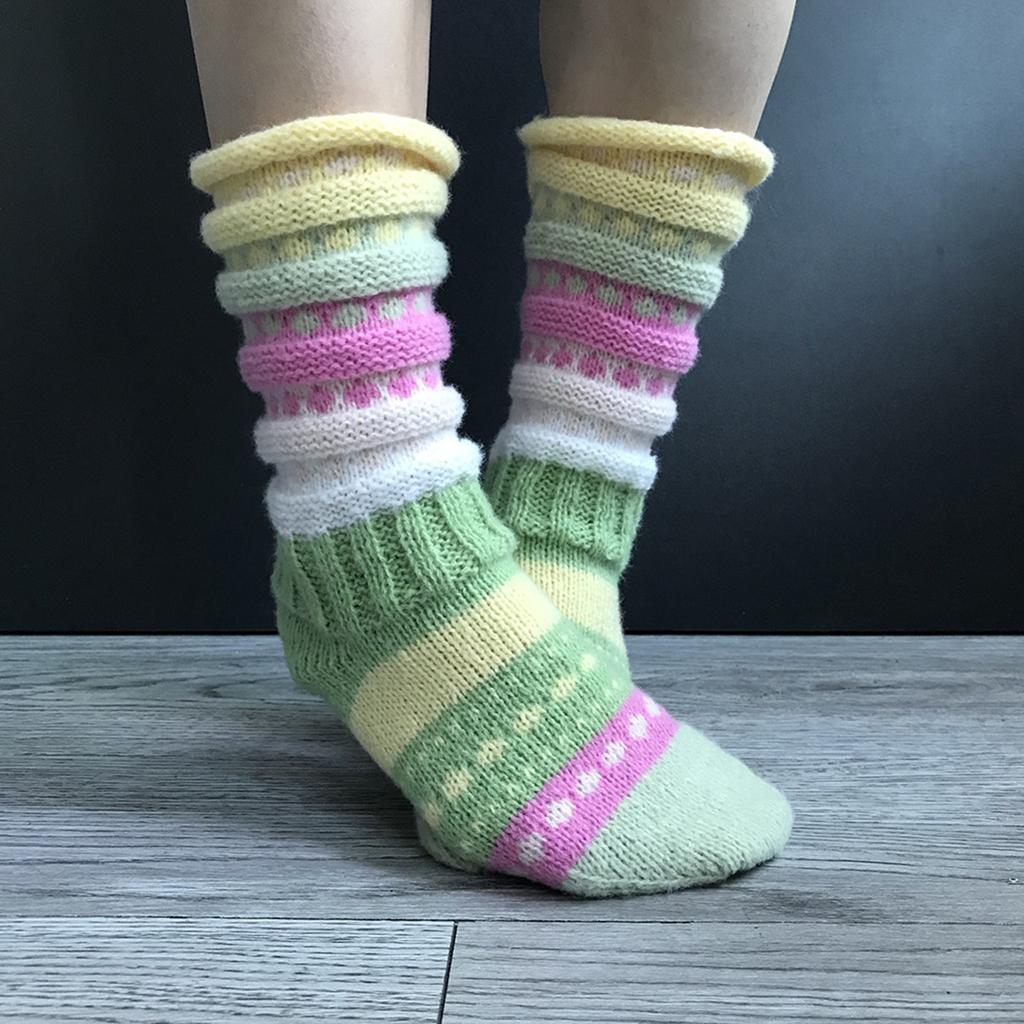 Cozy Vintage Style Knit Socks Thick Warm And Soft For Fall Winter Women's Mid Tube Stockings Hosiery For Casual Floor Wear