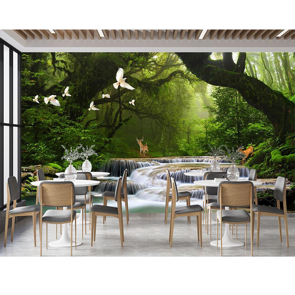 Современные обои Nordic Green Forest Elk Wall Mural Спальня Гостиная Фоновые обои Домашний декор