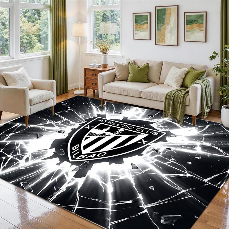 Athletic Bilbao Football Design Crystal Velvet Rug Soft Decorative Mat for Bedroom Entrance