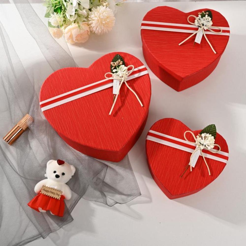 Red Gift Box Heart-shaped Present Boxes New Gift Storage Container Birthday