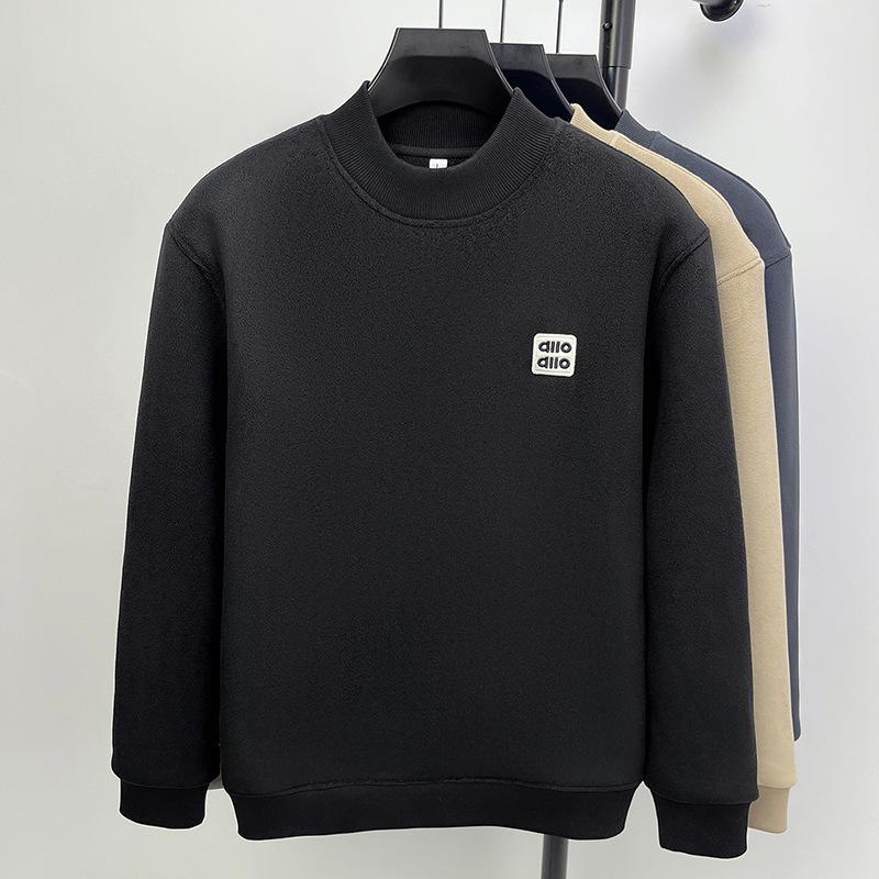 Мужская толстовка из альпаки с бархатной подкладкой, с подкладкой из флиса, универсальная базовая футболка с круглым вырезом