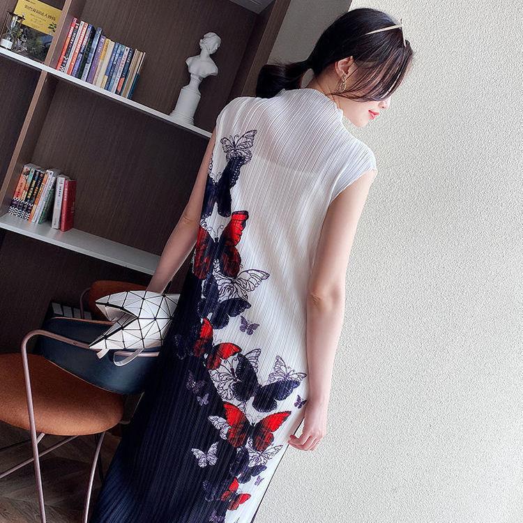 Складное модное элегантное дизайнерское платье с полувысоким V-образным вырезом и принтом, женское платье 2022 года, летняя новая элитная зарубежная длинная юбка высокого класса