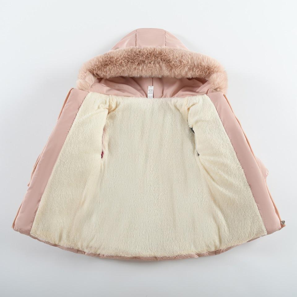 Зимняя одежда для младенцев, бархатные утолщенные модные хлопковые пальто для девочек от 1 до 4 лет, детская куртка-пуховик, верхняя одежда