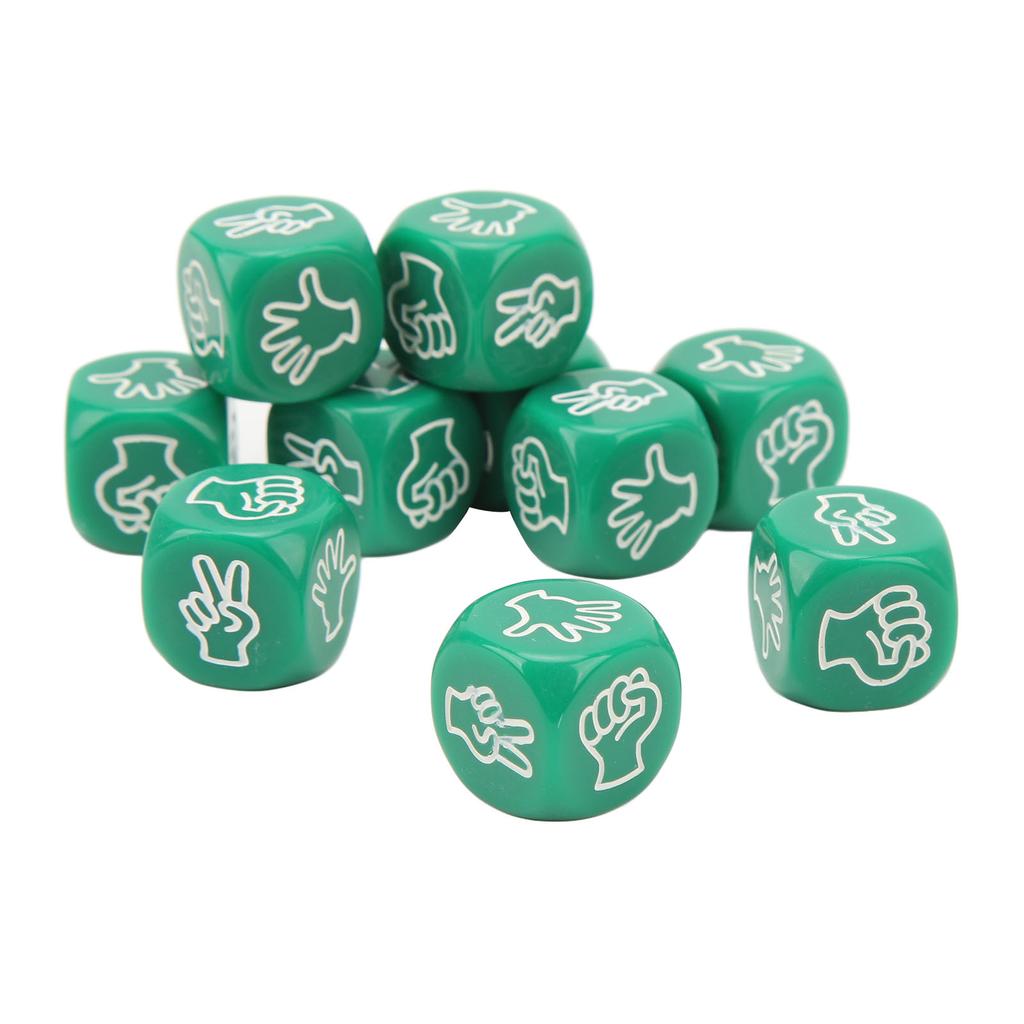 10Pcs Dice Set 6 Sided Waterproof Antioxidant Finger Guessing Game Dice for Board Game Education Green