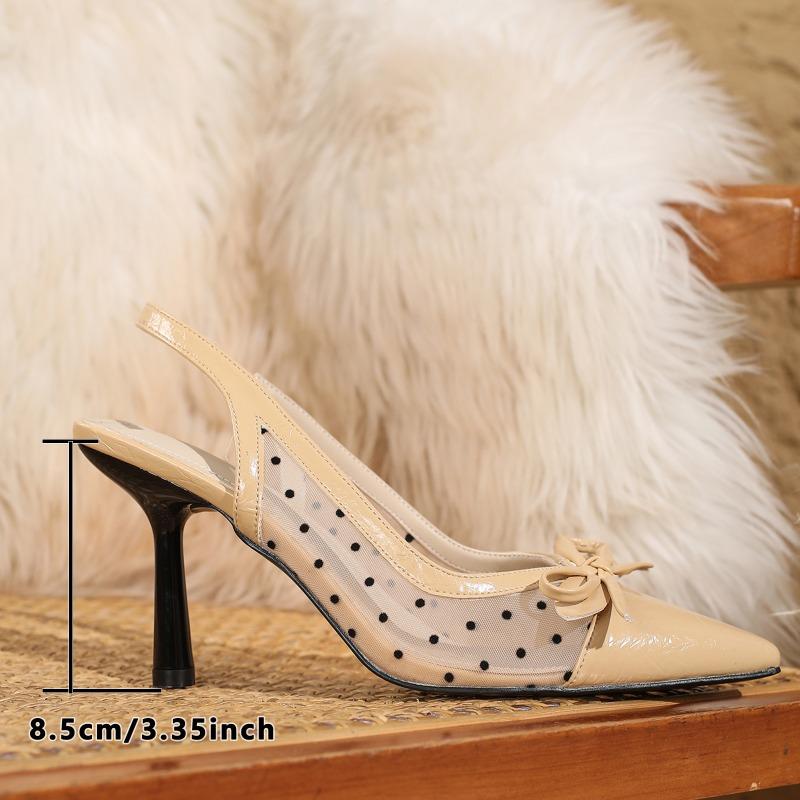 Mesh Yarn Hollow Pointed High Heels Female Korean Hollow Fine Heel Polka Dot Breathable Work Shoes Ladies Sandalias Tacones