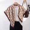 Women'S Spring And Autumn New Cotton Linen Flower Letter Cotton Linen Herringbone Silk Scarf Square Scarf Professional Scarf Scarf