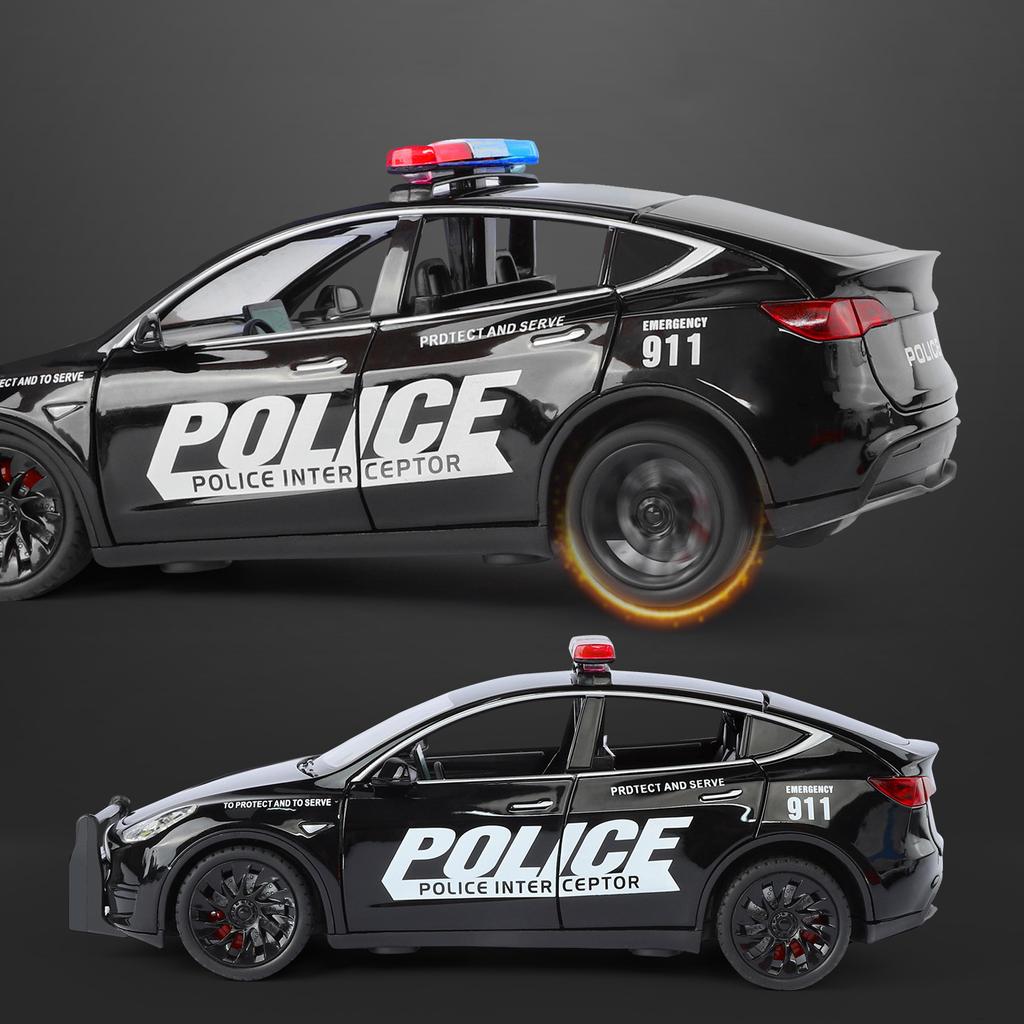 1/24 Tesla Model Y Внедорожник Сплав Полиция Новый Энергетический Автомобиль Модель Литьевой Металл Транспортные Средства Модель Автомобиля Симуляция Звука и Света Детская Игрушка Подарок