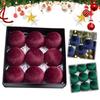 9pcs/set Flocking Velvet Christmas Balls Glitter Xmas Tree Pendant Christmas Spheres  Party Favors