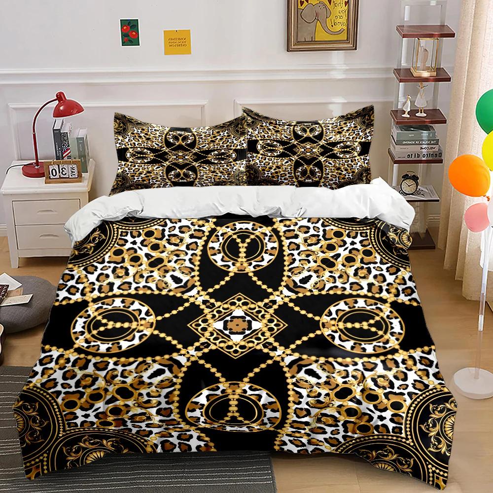 Постельное белье HD с принтом роскошной цепочки, пододеяльник 1 пододеяльник 2 наволочки, комплект постельного белья для взрослых и детей, роскошный для подарков