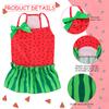 Dog Dress with Bow Summer Clothes Cute Small Dogs Skirt Suspender Watermelon Pattern Pet Clothing Puppy Dresses Cat Costumes