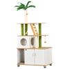 Scratching Post Cat Tree, incl. Cabinet, 1 Cat Cave, 80 x 48 x 160cm, 1 Ladder, Oak + White