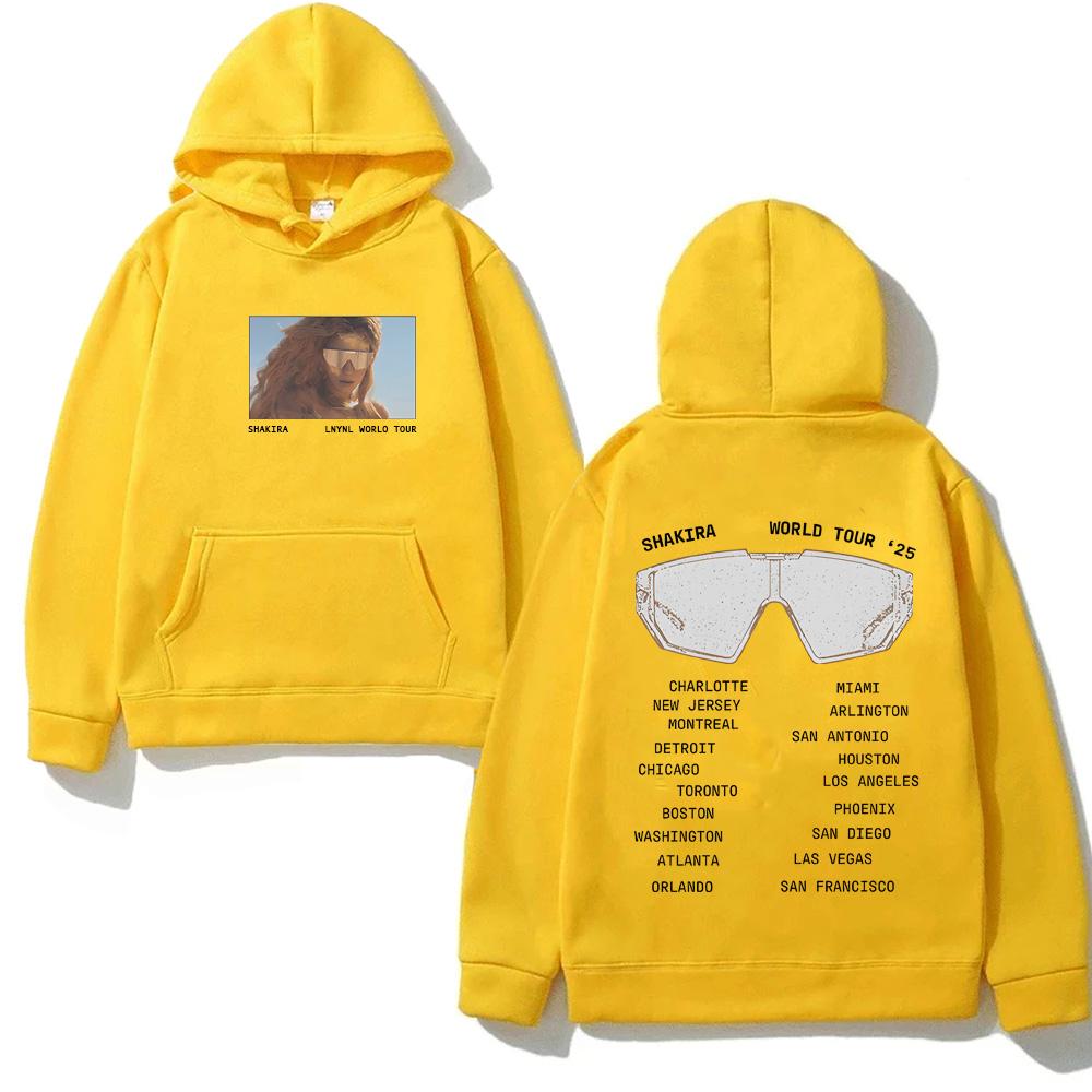 LMYNL Очки для мирового турне HOODIE Стиль певицы Шакиры Харадзюку Толстовка с капюшоном Флис Удобная толстовка с капюшоном