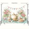 2D Vintage Teapot & Cookies Backdrop, Garden Party & Afternoon Tea Decoration