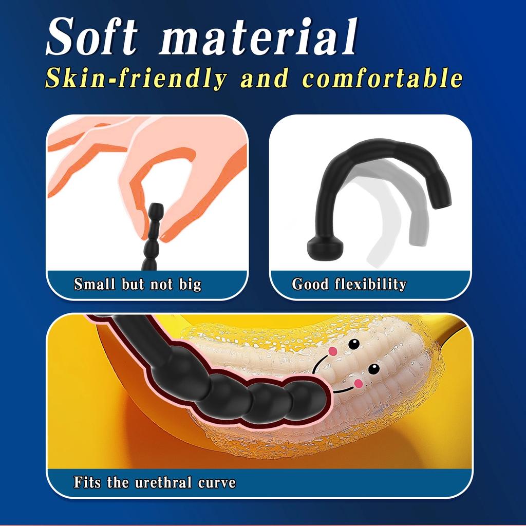 Заводские продажи Силиконовая пробка для пениса Уретральные игрушки для мужчин Палочка для лошадиного глаза Уретральный зонд Катетер для дилатации уретры Секс-шоп