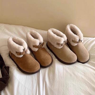 Женские зимние сапоги, британские, из матовой кожи, с мехом, теплые, на плоской подошве, маленькие, милые, бархатные хлопковые туфли, новинка для женщин