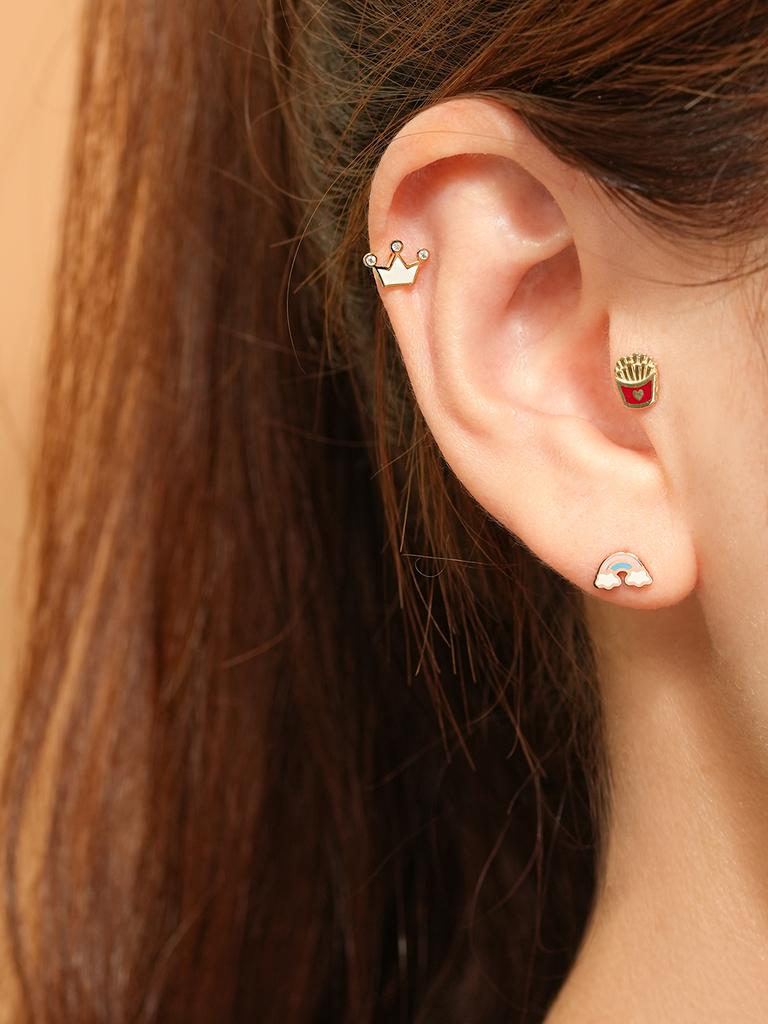 Минималпирсинг Серьги-гвоздики 14K с фианитовой короной