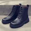 Ботинки Мартина мужские из коровьей кожи высокие на толстой подошве утепленные хлопком мужские модные британские кожаные ботинки мужские рабочие зимние ботинки