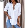 Women's Fashion Casual Summer Spring Solid Color Print Long Sleeve POLO Neck Blouses & Shirts