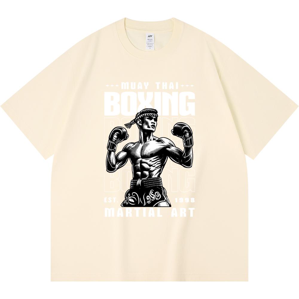 Футболка из 100% хлопка плотностью 230 г/м2 с принтом тайского бокса, забавная футболка из чесаного хлопка в стиле Харадзюку