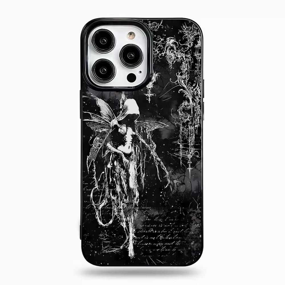 Чехол для телефона с узором в виде готической девушки Для iPhone 17 Air 16 e 15 14 13 12 11 Pro Max Plus Mini SE 2020 2022 Мягкий чехол