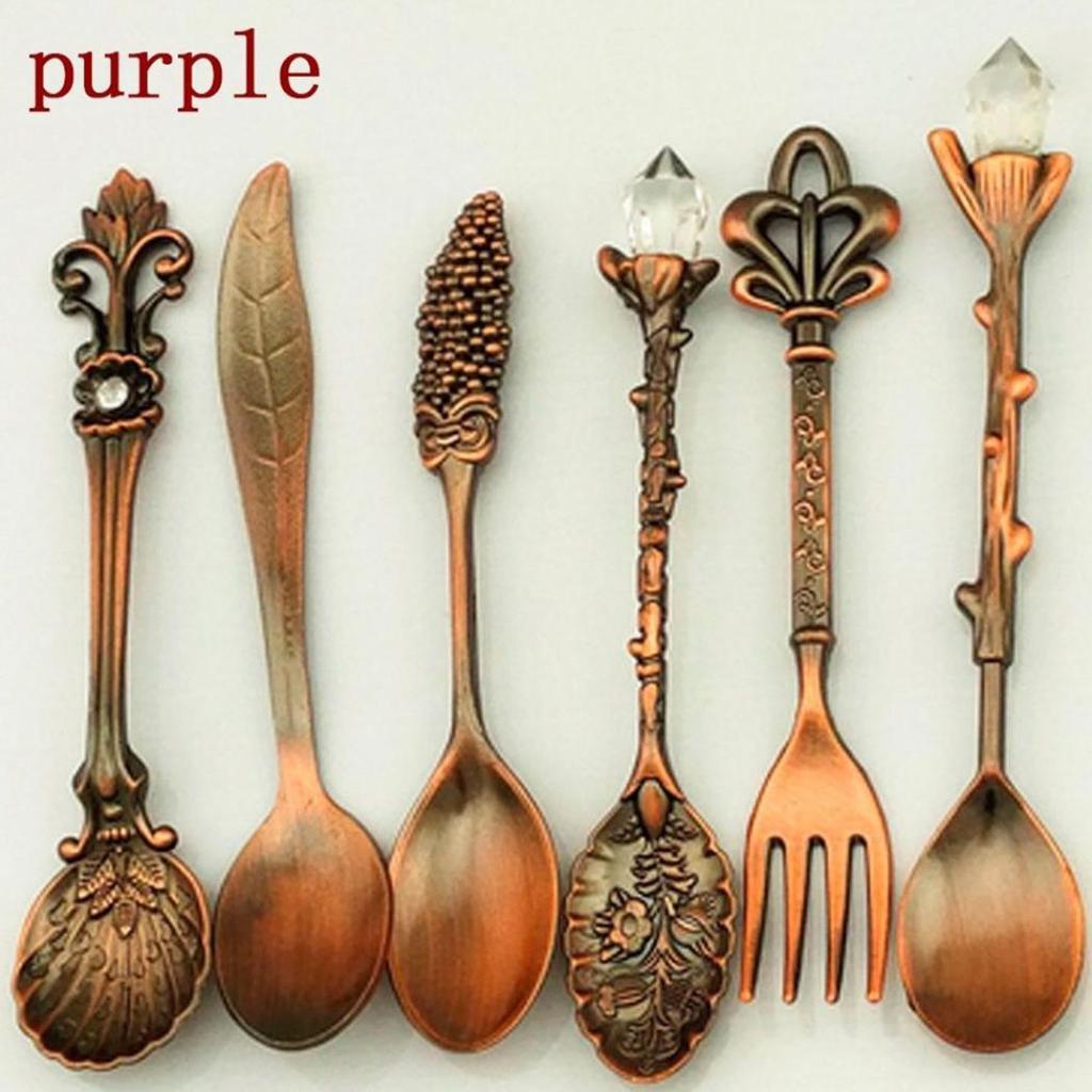 6Pcs Retro Coffee Spoons Fork Tableware