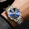 BINBOND Luxury Men Quartz Watch Waterproof Date Week Luminous Wristwatch Stainless Steel Men's Watches Male Clock