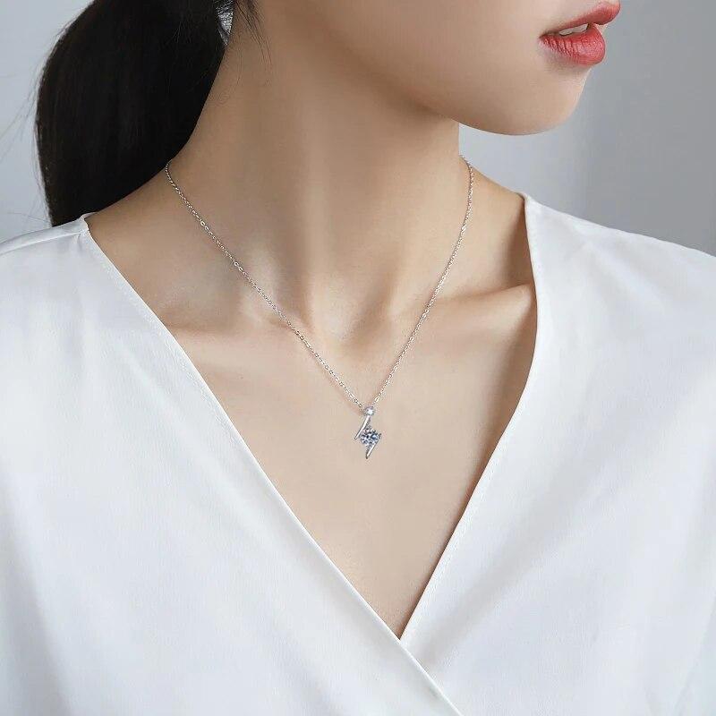 D Цвет 1 карат 6,5 мм Муассанит с бриллиантом Ожерелье Стерлингового Серебра 925 пробы с позолотой 18 К Ожерелья Подарок для женщин