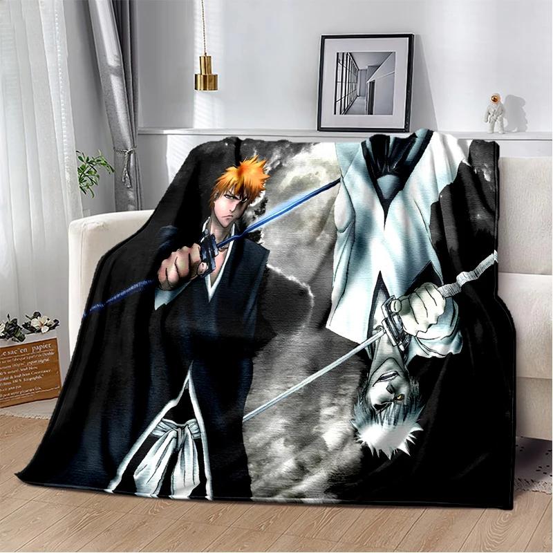 2025 New Style Bleach Kurosaki Ichigo Anime Cartoon Soft Flannel Blankets,Throw Blanket Comfortable for Beds Sofa Home Bedroom