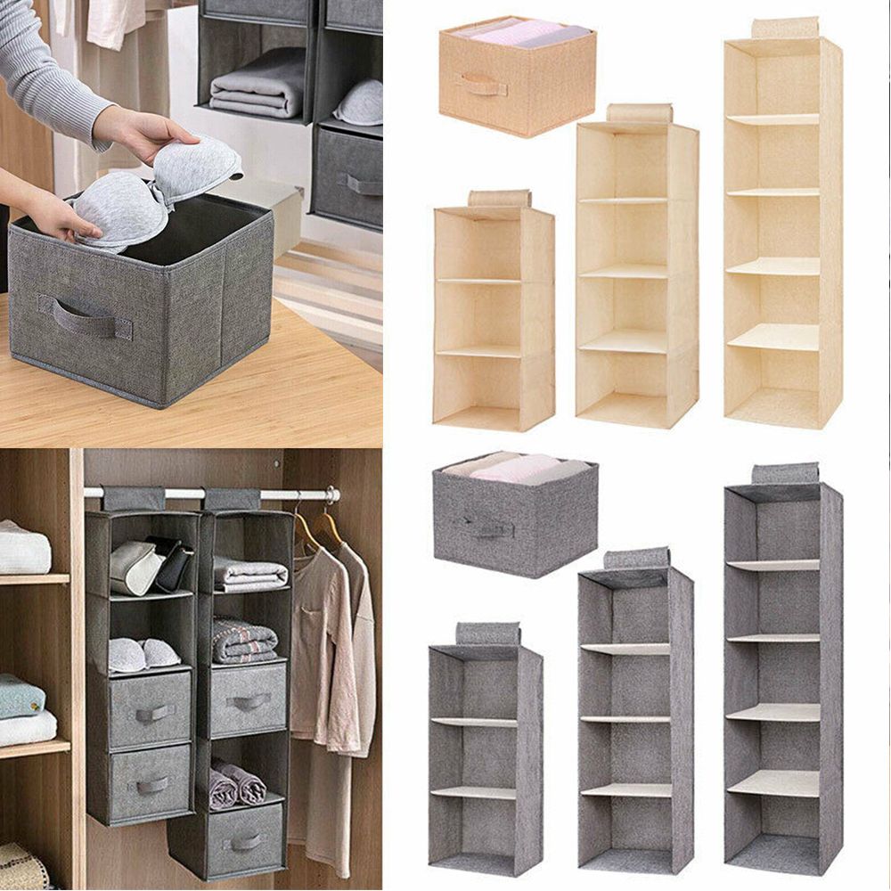 Cotton Hanging Storage Pouch Space Saver Clothes Organizer for Household Closet Container