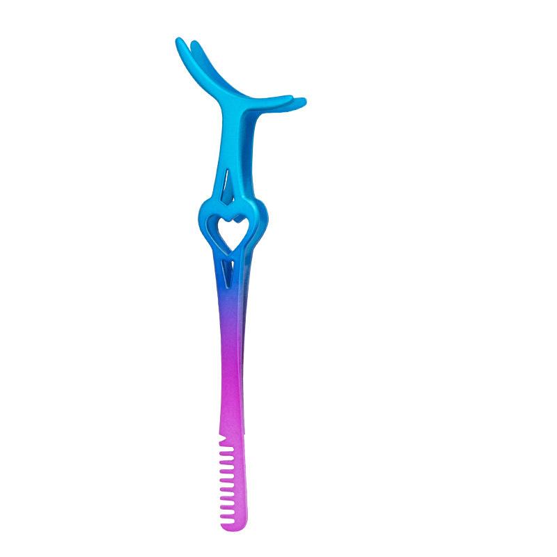 Stainless Steel False Eyelash Assistant Eyebrow Comb Eyelash Curler Curved Mouth Eyelash Tweezers