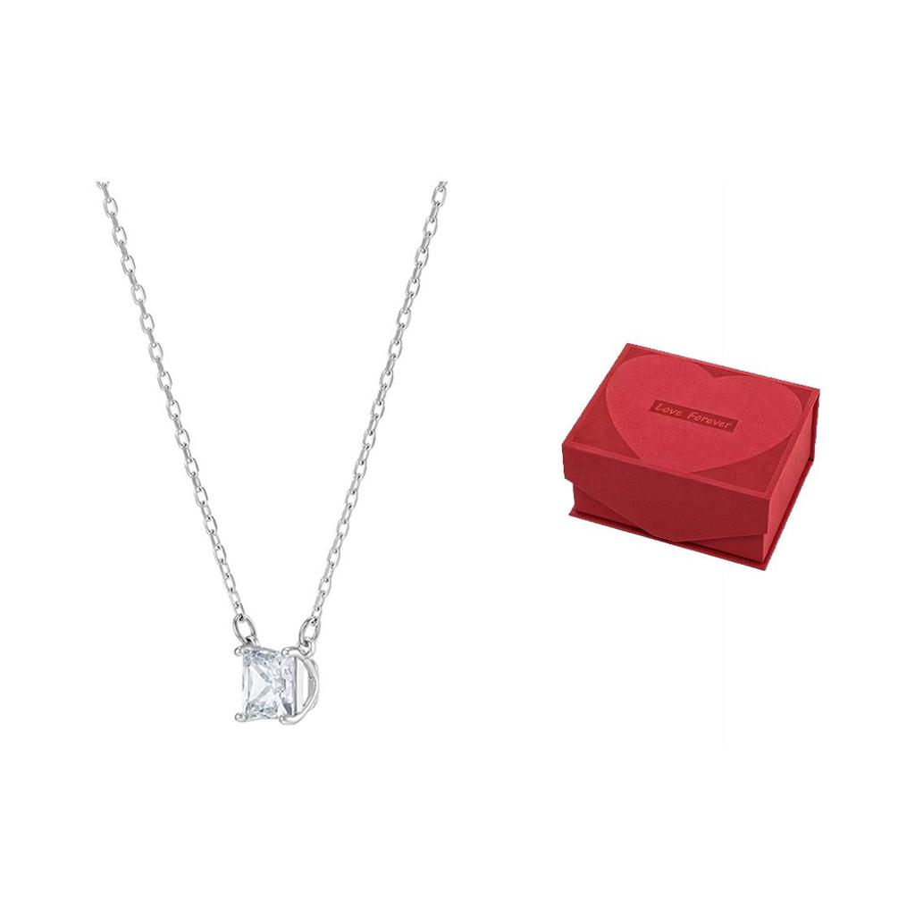 Swarovski Square Cut Rhodium Plated Imitation Crystal Necklace Women necklaces Silver 5510696