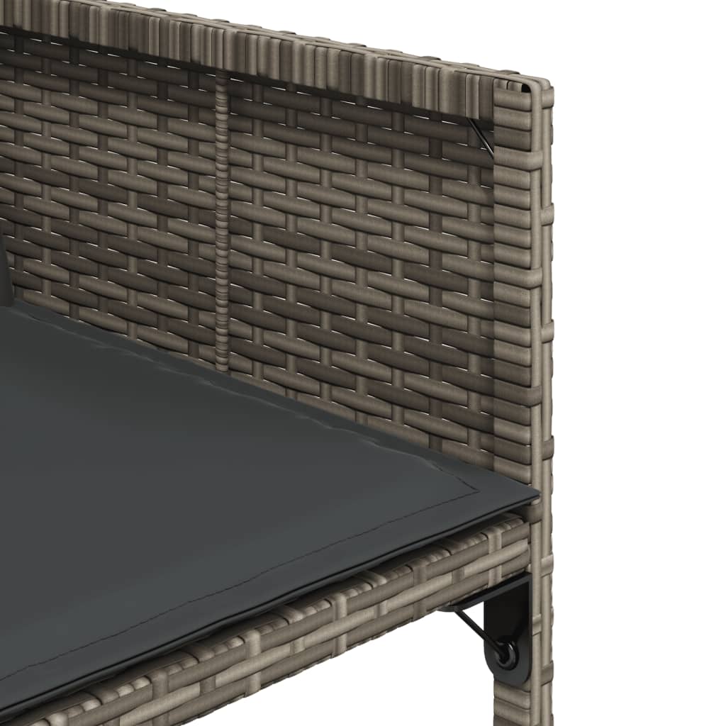 11 Piece Outdoor Dining Set with Cushions Grey Poly Rattan