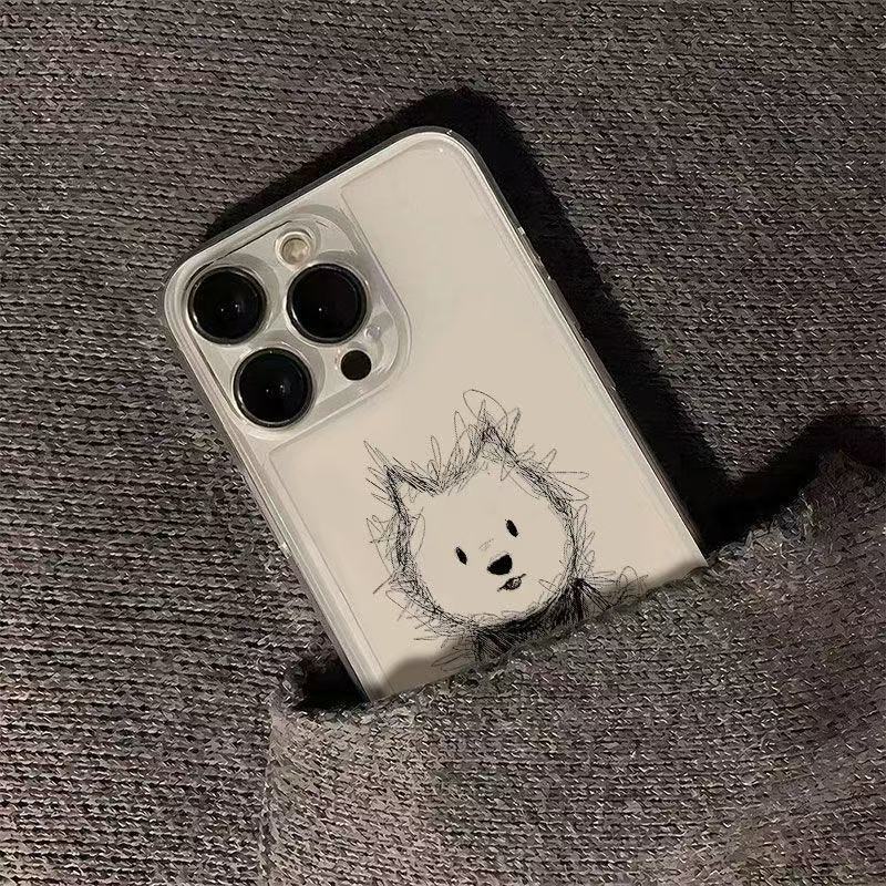 Милый рисунок пары кот и щенок Чехол для телефона Для iPhone Air 17 16 15 14 Plus 13 12 Mini 11 Pro Max 16E X XS XR Мягкий чехол из ТПУ
