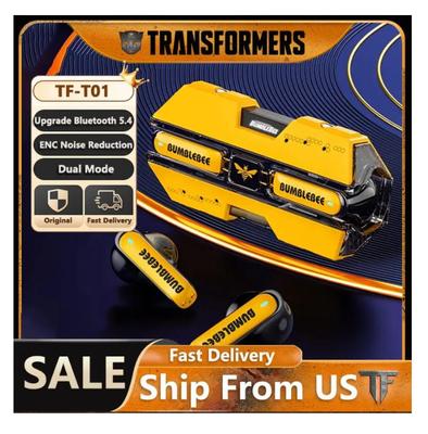 Доставка из США Наушники для гейминга Transformers TF-T01 Bluetooth 5.4 ENC Шумоподавление Наушники HD Звонок Музыка Вкладыши Шмель