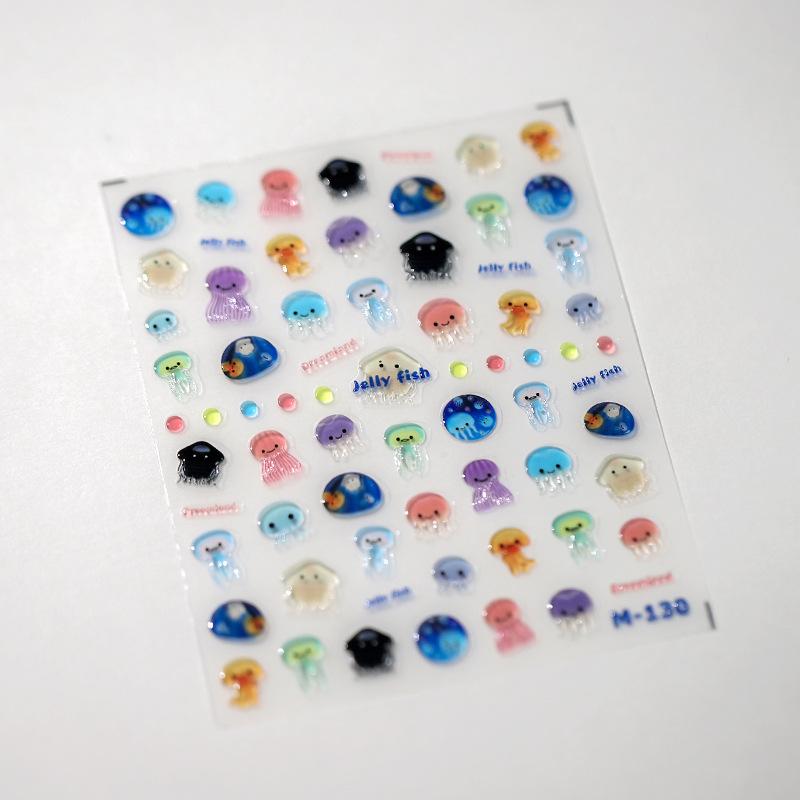 1pcs 5D Rabbit Nail Stickers Cartoon Pink Blue Flower Adhesive Nail Art Decorations Decals Slider DIY